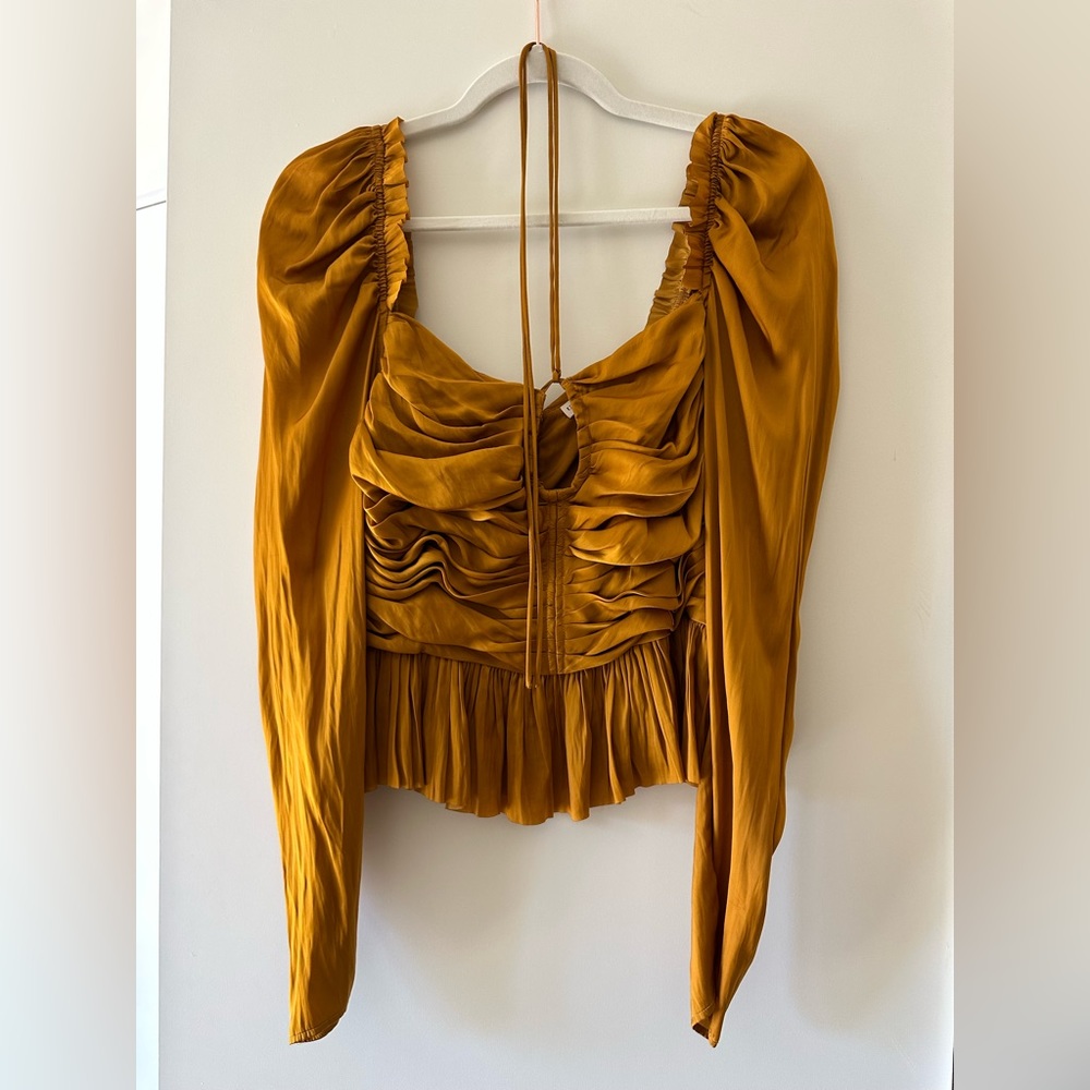 Ulla Johnson Mia Ruffled Top, size 8, golden color, worn 2-3 times. $100